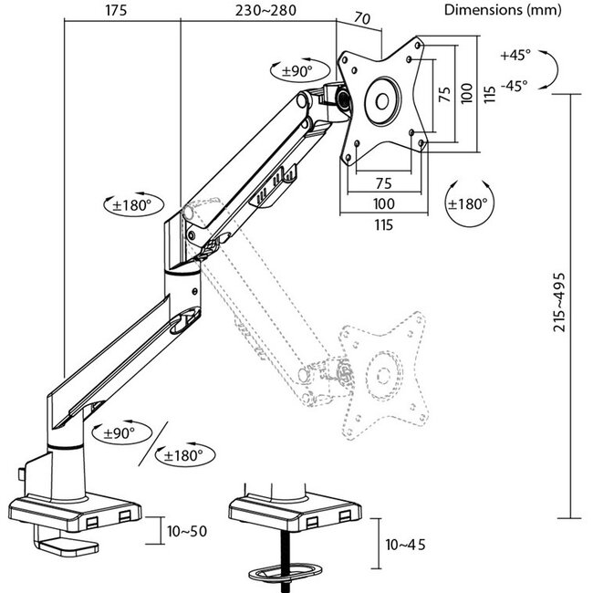 Goobay Pro bureaubeugel voor 1 monitor tot 32 inch | interactief