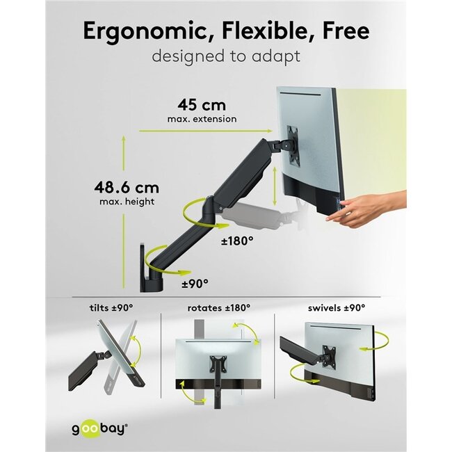 Goobay muurbeugel voor 1 monitor tot 32 inch | interactief