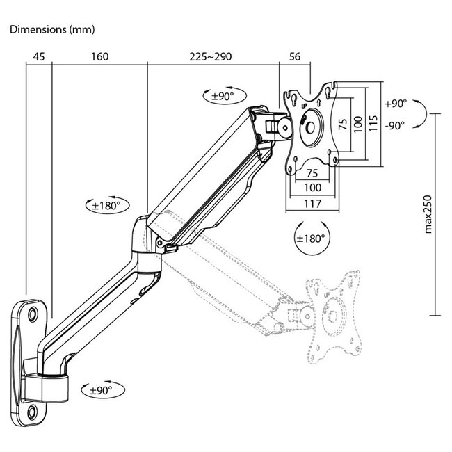 Goobay muurbeugel voor 1 monitor tot 32 inch | interactief