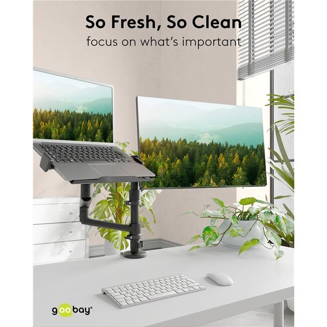 Goobay Pro bureaubeugel voor monitoren tot 32 inch en notebooks tot 17,3 inch | full motion