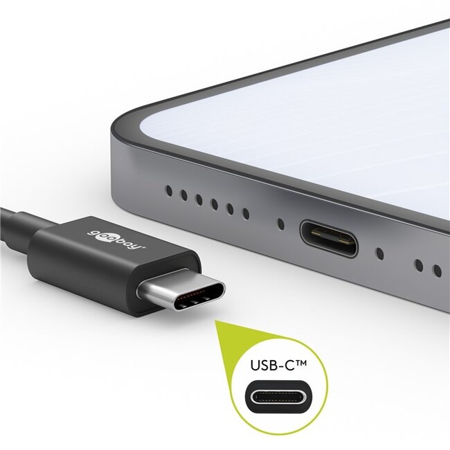 USB-C - USB-A kabel | compact | USB2.0 | 15W | zwart | 0,50 meter