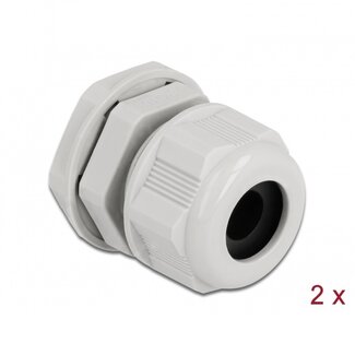 DeLOCK Kabelwartel voor 1 ronde kabel | PG16 | 9 mm | IP68 | grijs | 2 stuks