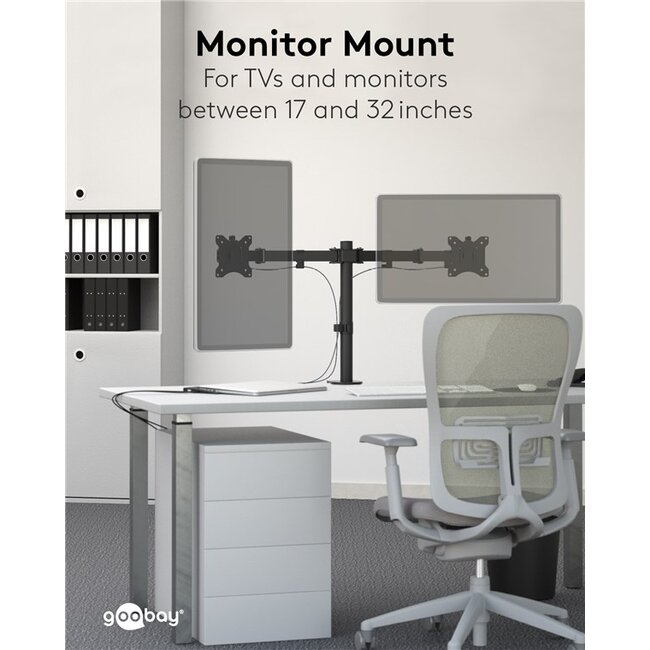 Goobay bureaubeugel voor 2 monitoren tot 32 inch | full motion