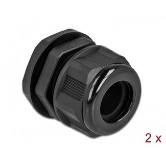 DeLOCK Kabelwartel voor 1 ronde kabel | PG21 | 16 mm | IP68 | zwart | 2 stuks