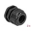 Kabelwartel voor 1 ronde kabel | PG21 | 16 mm | IP68 | zwart | 2 stuks