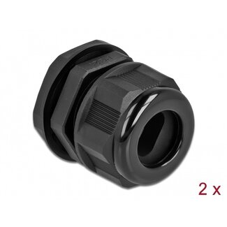 DeLOCK Kabelwartel voor 1 platte kabel | PG21 | 15 x 8 mm (BxH) | IP68 | zwart | 2 stuks
