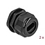 Kabelwartel voor 1 platte kabel | PG29 | 22,5 x 11 mm (BxH) | IP68 | zwart | 2 stuks