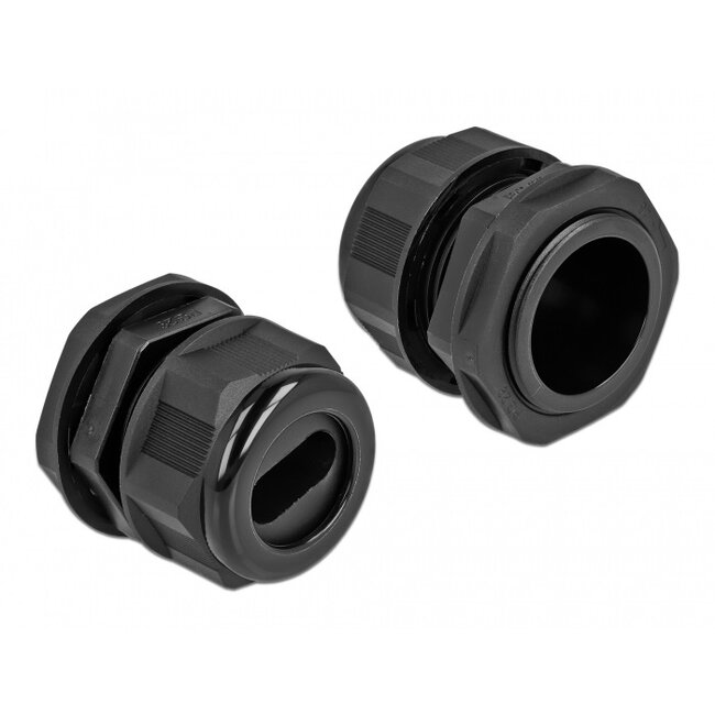 Kabelwartel voor 1 platte kabel | PG29 | 22,5 x 11 mm (BxH) | IP68 | zwart | 2 stuks