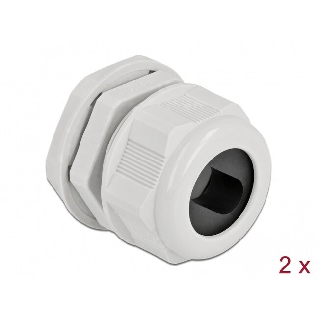 Kabelwartel voor 1 platte kabel | PG29 | 22,5 x 11 mm (BxH) | IP68 | grijs | 2 stuks