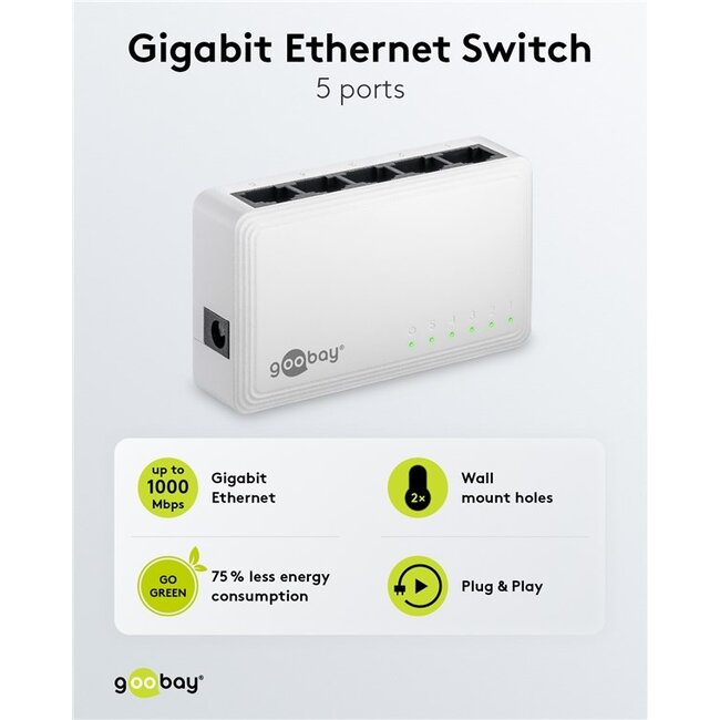 Goobay Gigabit ethernet switch | 5 poorten | wit