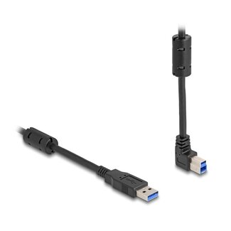 DeLOCK USB-A - USB-B haaks (boven) kabel | USB3.0 5 Gbps | 10W | zwart | 3 meter