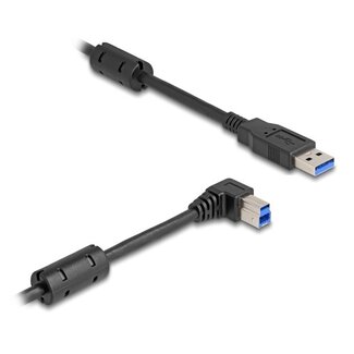 DeLOCK USB-A - USB-B haaks (rechts) kabel | USB3.0 5 Gbps | 10W | zwart | 3 meter