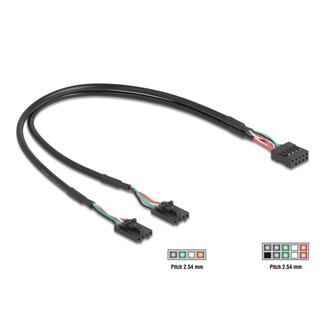 DeLOCK Delock Cable USB 2.0 pin header female 2.54 mm 10 pin to 2 x USB 2.0 pin header female 2.54 mm 4 pin 30 cm