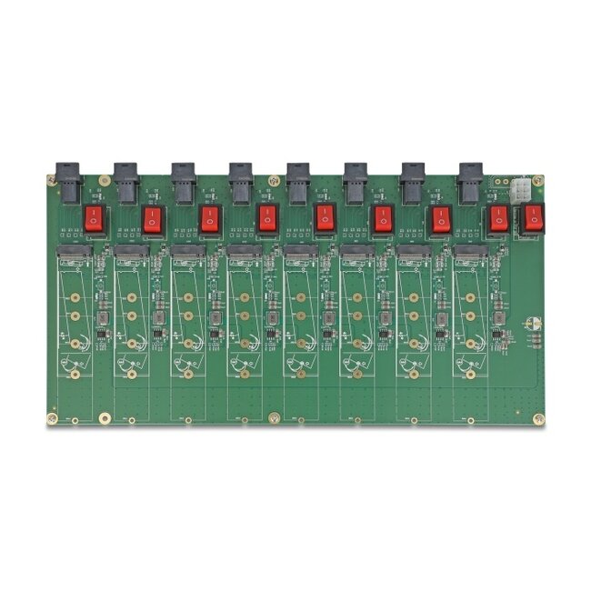 Delock M.2 Test Board for 8 x M.2 NVMe Key M SSD with SFF-8643 connector