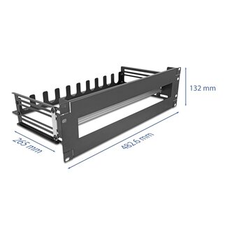 DeLOCK Delock 19″ Circuit-breaker with cover, cable strain relief and deepth-adjustable DIN rail 3U metal black