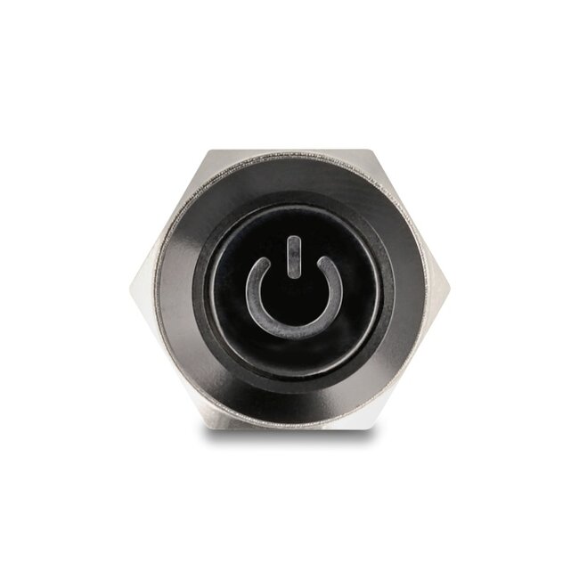 Delock Push Button for Installation black 16 mm 12 V 5 x solder connection LED red power symbol + ring