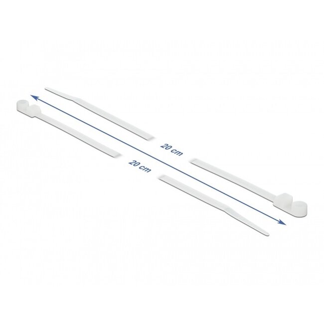 Tie-wraps met montagegat | 200 x 4,8mm | transparant | 10 stuks