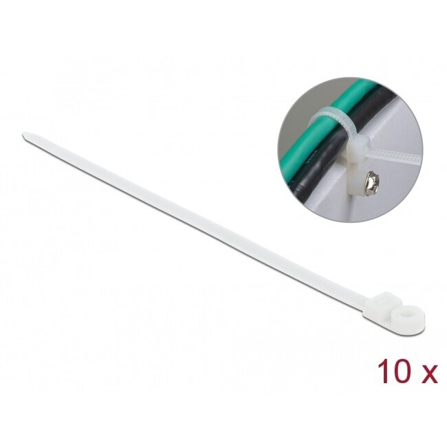 Tie-wraps met montagegat | 400 x 7,6mm | transparant | 10 stuks