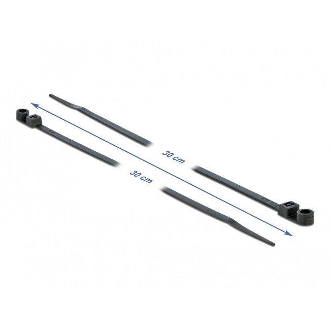Tie-wraps met montagegat | 300 x 4,8mm | zwart | 10 stuks