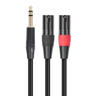 Universal 2x XLR (m) - 1x 6,35mm Jack stereo (m) kabel | verguld | 1 meter
