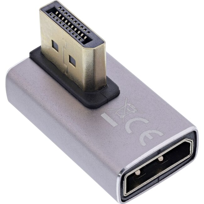 InLine DisplayPort adapter | haaks naar links (kort) | DP1.4 (8K 60Hz) | HBR3 | aluminium