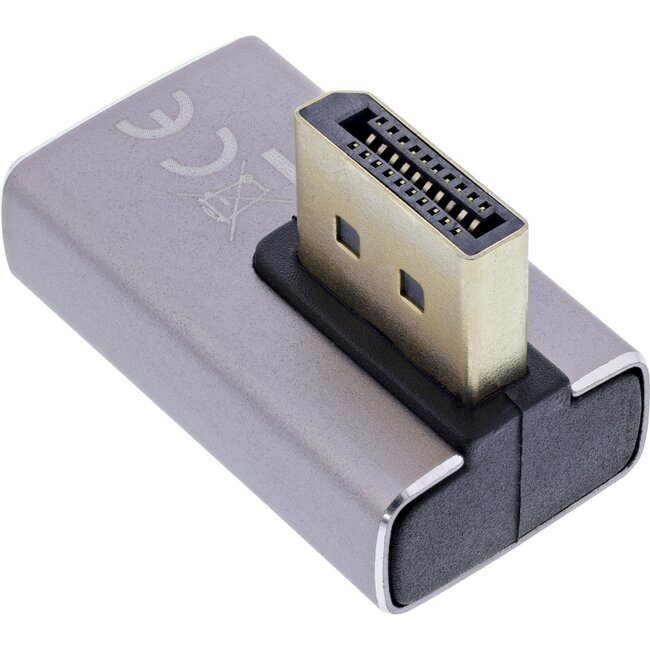 InLine DisplayPort adapter | haaks naar links (kort) | DP1.4 (8K 60Hz) | HBR3 | aluminium