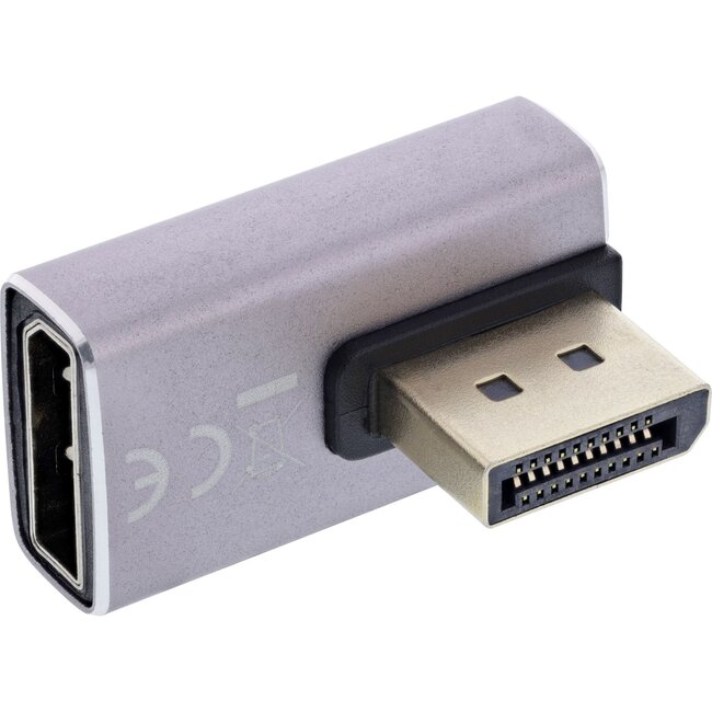 InLine DisplayPort adapter | haaks naar rechts (kort) | DP1.4 (8K 60Hz) | HBR3 | aluminium