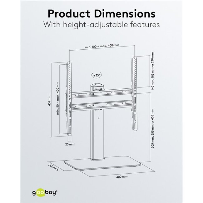 Goobay TV-tafelstandaard | 32-55 inch | draaibaar | verstelbare hoogte