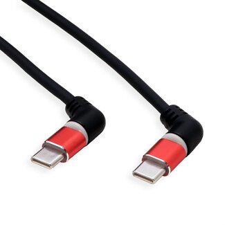 Roline USB-C kabel | 360° roteerbaar | USB2.0 | PD 60W | rood/zwart | 1 meter