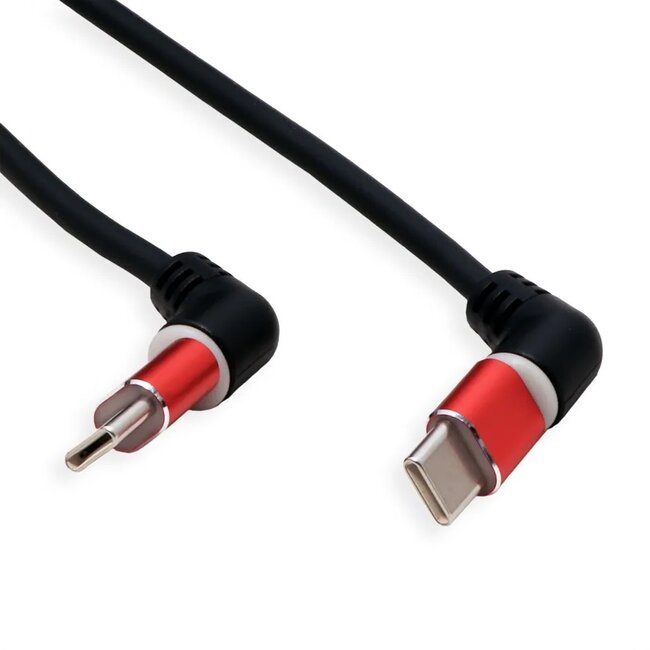 USB-C kabel | 360° roteerbaar | USB2.0 | PD 60W | rood/zwart | 1 meter