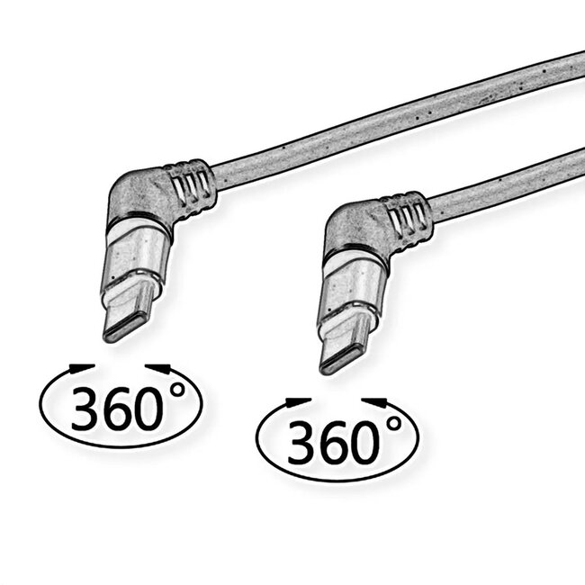 USB-C kabel | 360° roteerbaar | USB2.0 | PD 60W | rood/zwart | 1 meter