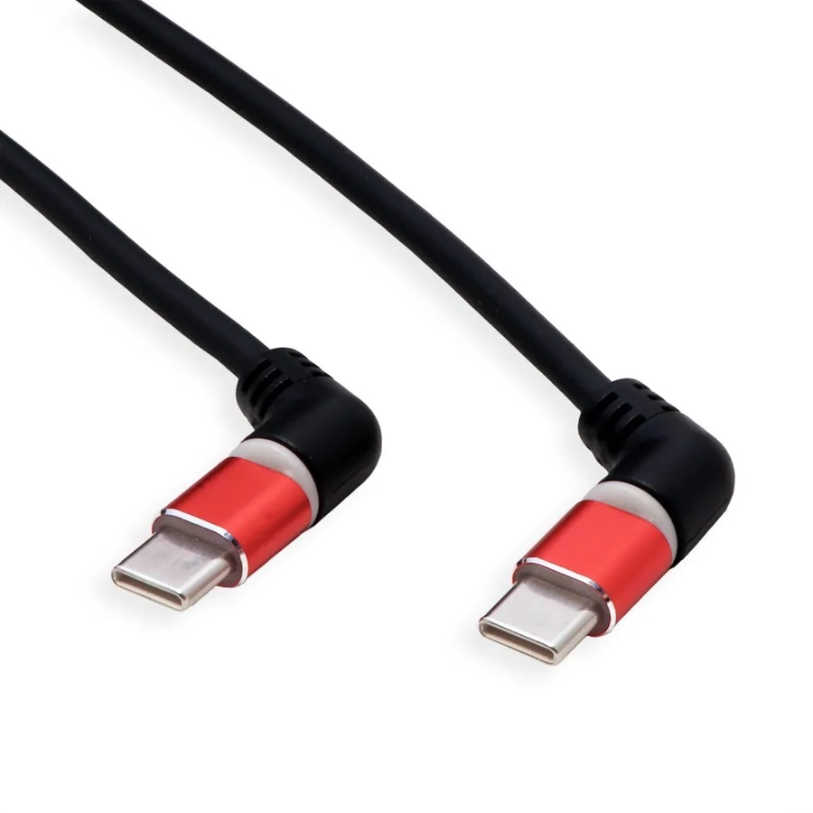 ROLINE 360° Rotatie USB 2.0 Kabel, Type C - Type C, M/M, 60W, rood / zwart, 2 m
