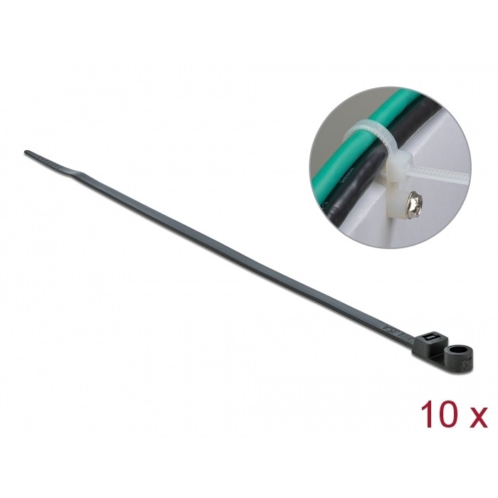 Kabelbind met bevestiging Eyelet L 160 x W 4,8 mm Zwart 10 stuks