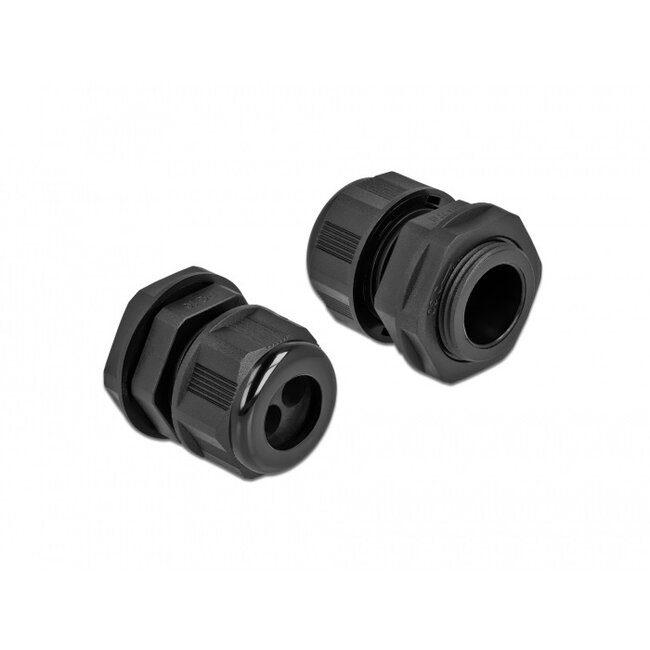 Kabelwartel voor 2 ronde kabels | PG16 | 2x 6,7 mm | IP68 | zwart | 2 stuks