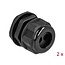 Kabelwartel voor 2 ronde kabels | PG21 | 2x 8 mm | IP68 | zwart | 2 stuks