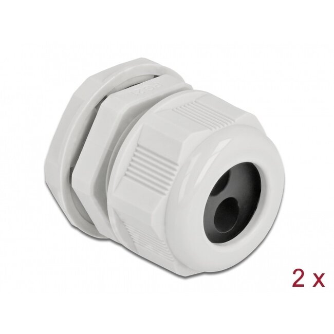 Kabelwartel voor 2 ronde kabels | PG21 | 2x 8 mm | IP68 | grijs | 2 stuks