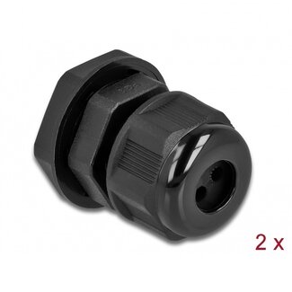 DeLOCK Kabelwartel voor 3 ronde kabels | PG9 | 3x 3 mm | IP68 | zwart | 2 stuks
