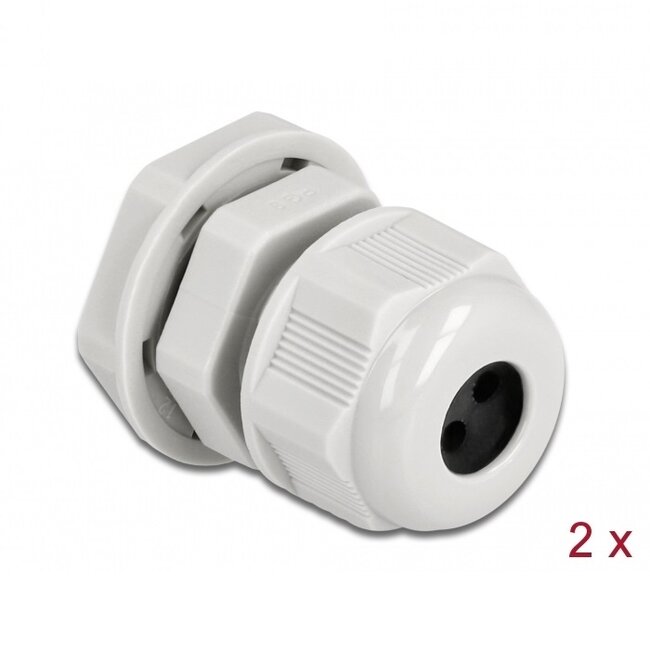 Kabelwartel voor 3 ronde kabels | PG9 | 3x 3 mm | IP68 | grijs | 2 stuks