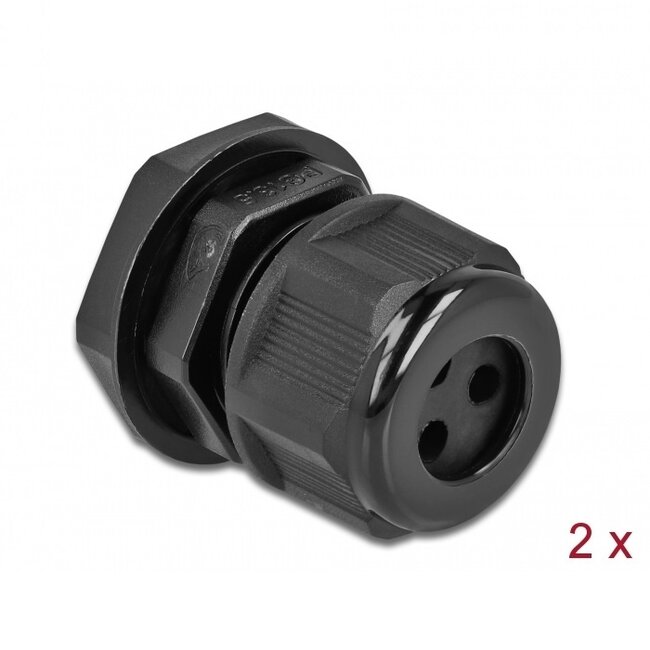 Kabelwartel voor 3 ronde kabels | PG13.5 | 3x 4 mm | IP68 | zwart | 2 stuks