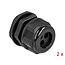 Kabelwartel voor 3 ronde kabels | PG21 | 3x 6 mm | IP68 | zwart | 2 stuks