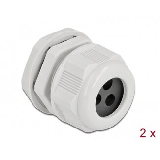 DeLOCK Kabelwartel voor 3 ronde kabels | PG21 | 3x 6 mm | IP68 | grijs | 2 stuks
