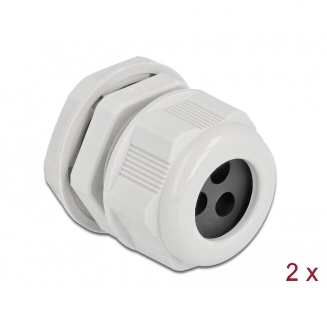 Kabelwartel voor 3 ronde kabels | PG21 | 3x 6 mm | IP68 | grijs | 2 stuks