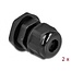 Kabelwartel voor 4 ronde kabels | PG9 | 4x 2 mm | IP68 | zwart | 2 stuks