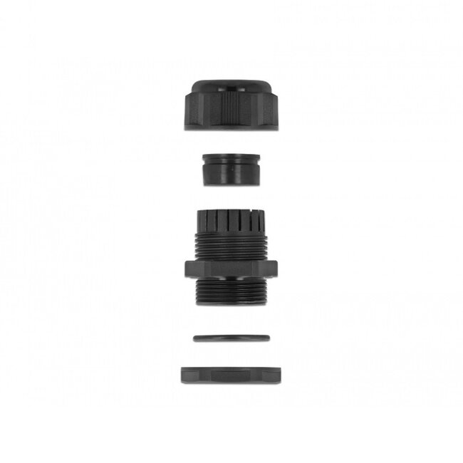 Kabelwartel voor 4 ronde kabels | PG9 | 4x 2 mm | IP68 | zwart | 2 stuks