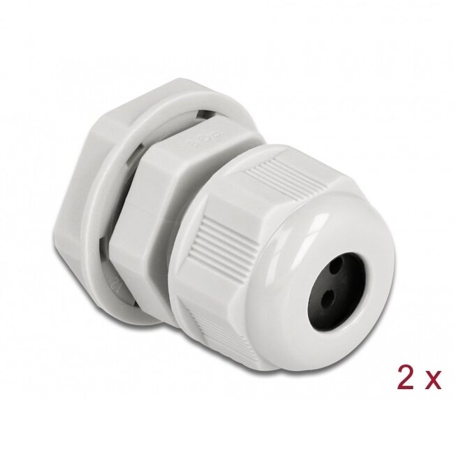 Kabelwartel voor 4 ronde kabels | PG9 | 4x 2 mm | IP68 | grijs | 2 stuks