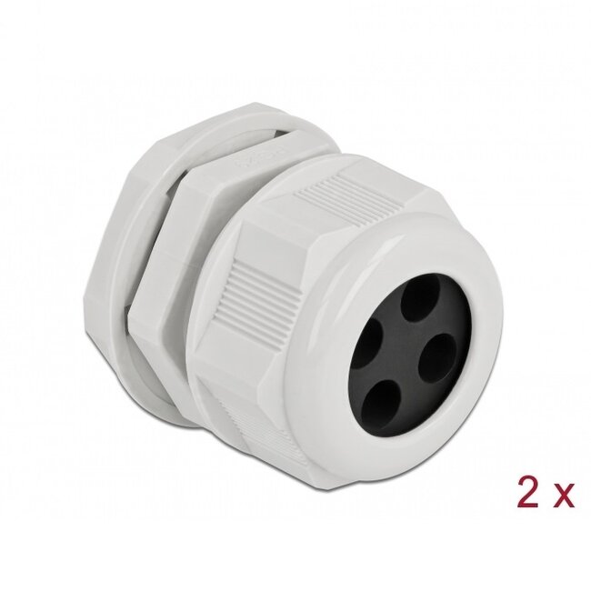 Kabelwartel voor 4 ronde kabels | PG29 | 4x 8 mm | IP68 | grijs | 2 stuks