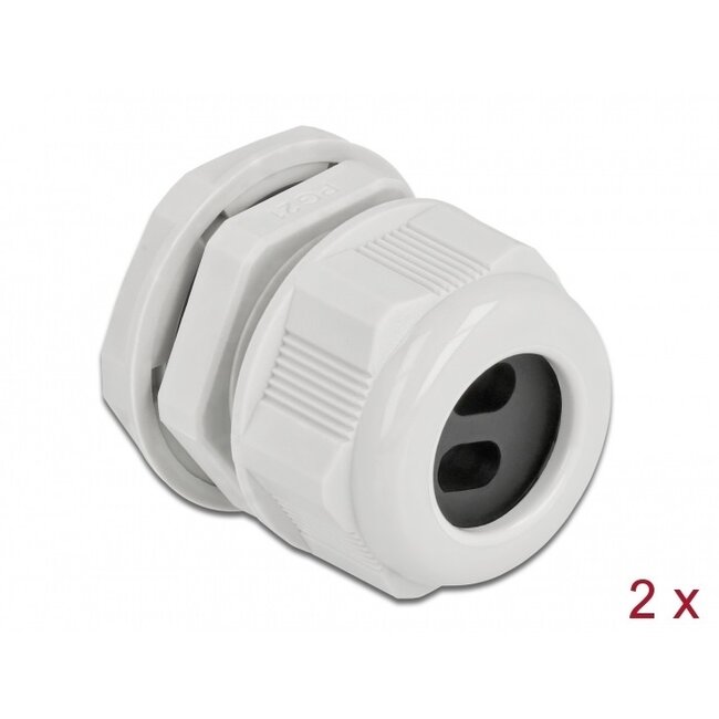 Kabelwartel voor 2 platte kabels | PG21 | 2x 8,6 x 5,0 mm (BxH) | IP68 | grijs | 2 stuks