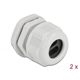 DeLOCK Kabelwartel voor 2 platte kabels | PG21 | 2x 11,5 x 6,2 mm (BxH) | IP68 | grijs | 2 stuks