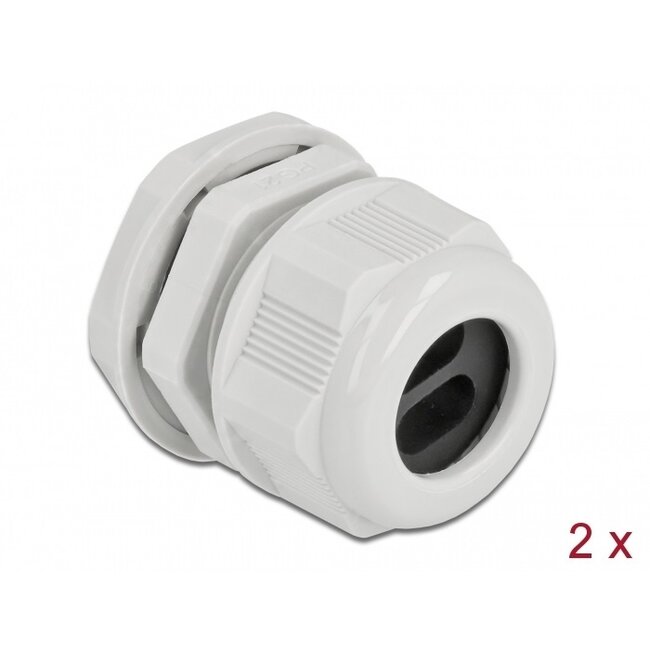 Kabelwartel voor 2 platte kabels | PG21 | 2x 11,5 x 6,2 mm (BxH) | IP68 | grijs | 2 stuks