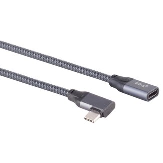 S-Impuls USB-C verlengkabel | haaks (links/rechts) | USB3.2 20 Gbps | PD 100W | 4K 60Hz | aluminium/nylon | 2 meter